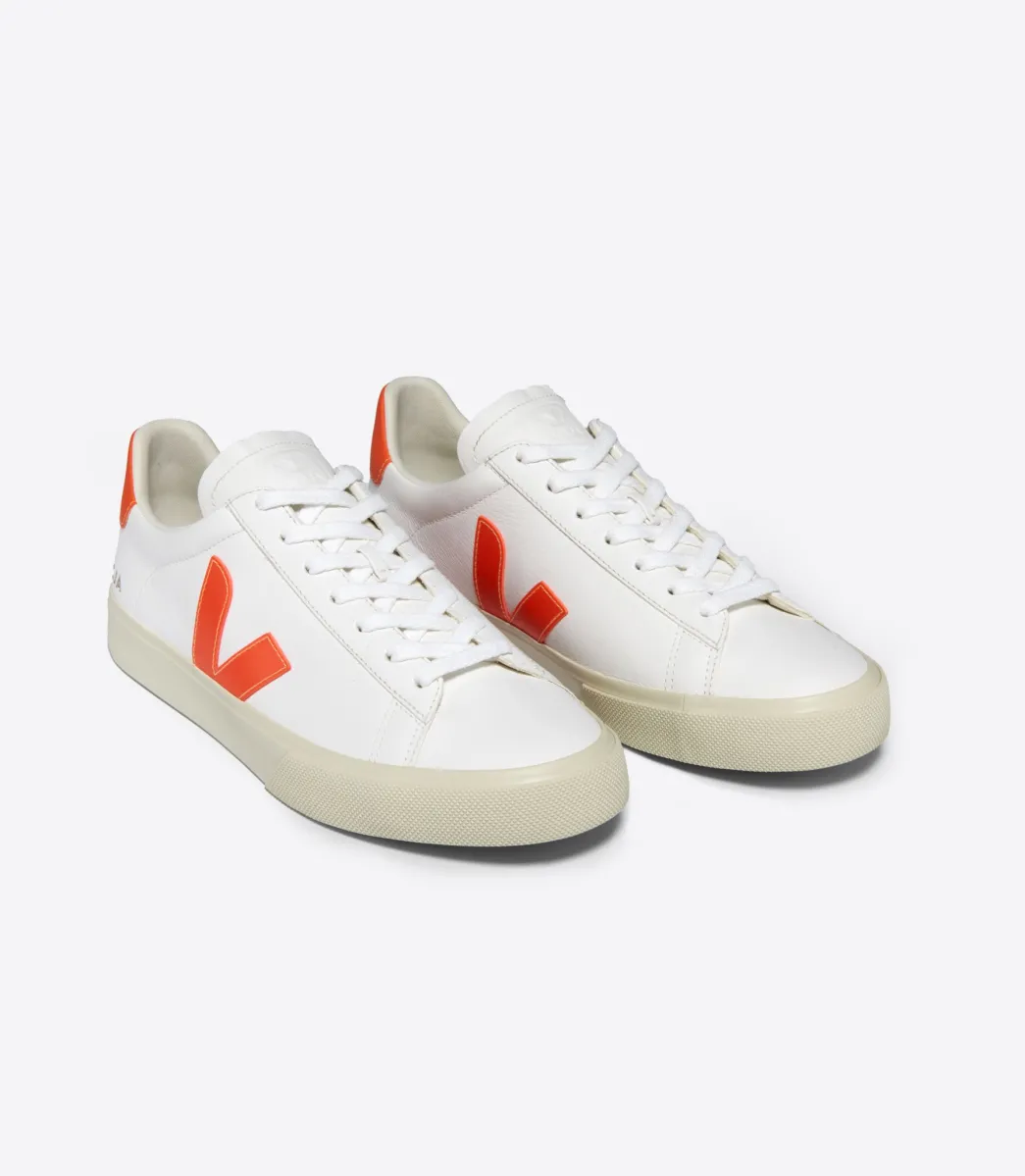 CAMPO LEATHER WHITE ORANGE FLUO>VEJA Fashion