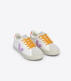 ESPLAR LACES LEATHER WHITE ORCHID ORANGE FLUO>VEJA Cheap