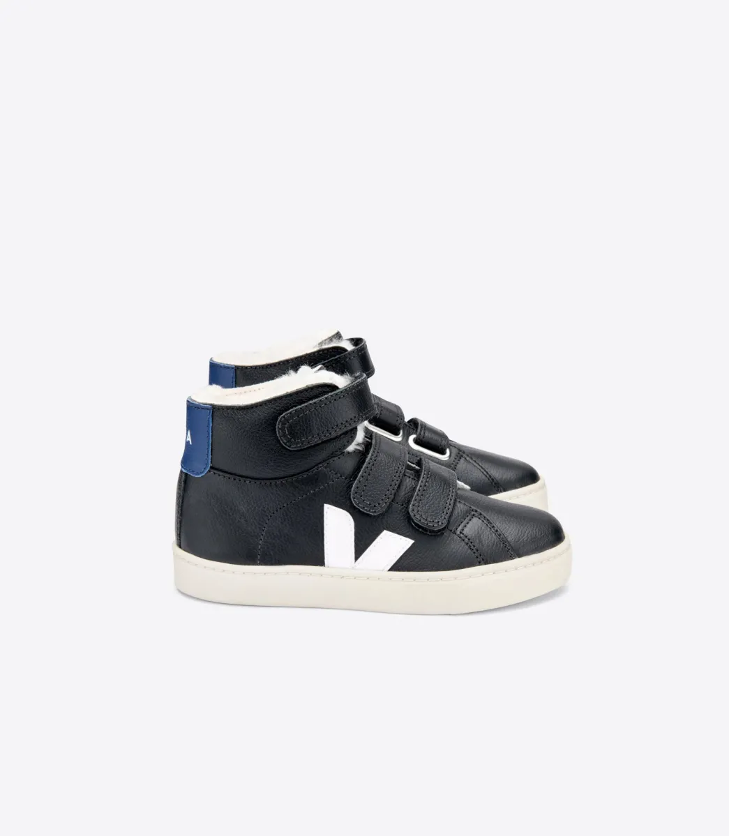ESPLAR MID FURED LEATHER BLACK WHITE COBALT>VEJA Hot