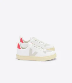 V-10 LACES CWL WHITE PIERRE ROSE FLUO>VEJA New
