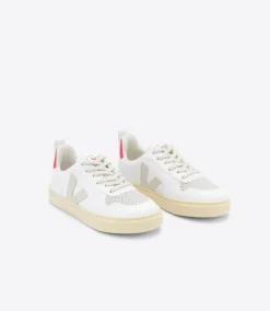 V-10 LACES CWL WHITE PIERRE ROSE FLUO>VEJA New