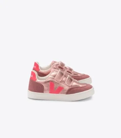 V-12 LEATHER NACRE ROSE FLUO>VEJA Clearance