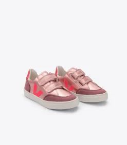 V-12 LEATHER NACRE ROSE FLUO>VEJA Clearance