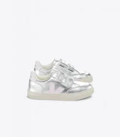 V-12 LEATHER SILVER LASSI>VEJA New
