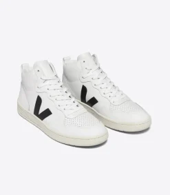 V-15 LEATHER WHITE BLACK>VEJA Hot