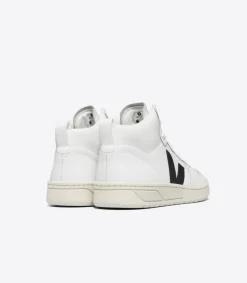 V-15 LEATHER WHITE BLACK><noscript><img width=