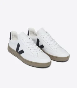 V-12 LEATHER WHITE BLACK DUNE>VEJA Online