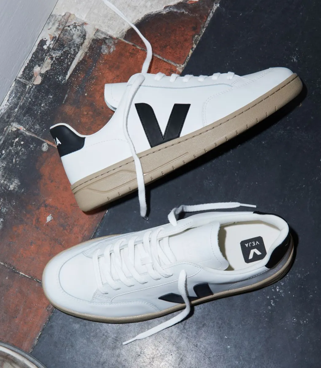 V-12 LEATHER WHITE BLACK DUNE>VEJA Online