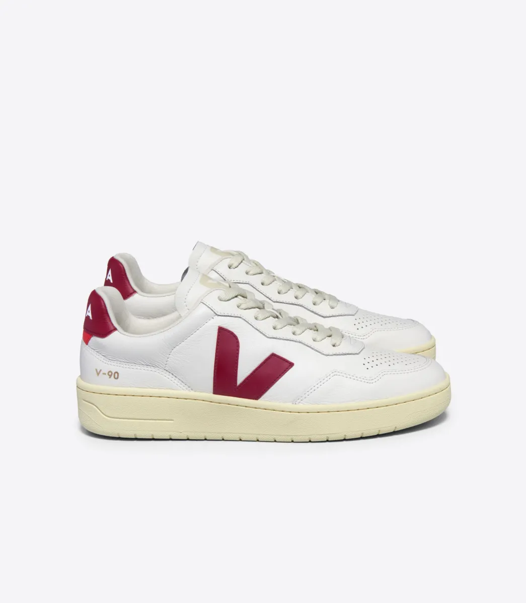 V-90 LEATHER WHITE MARSALA>VEJA Fashion