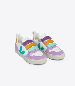 V-10 LEATHER WHITE MULTICO FRESHMINT>VEJA New