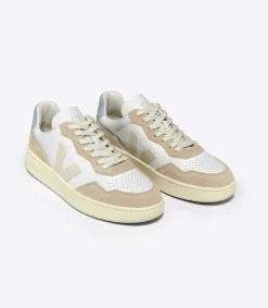 V-90 LEATHER WHITE PIERRE STEEL>VEJA Sale