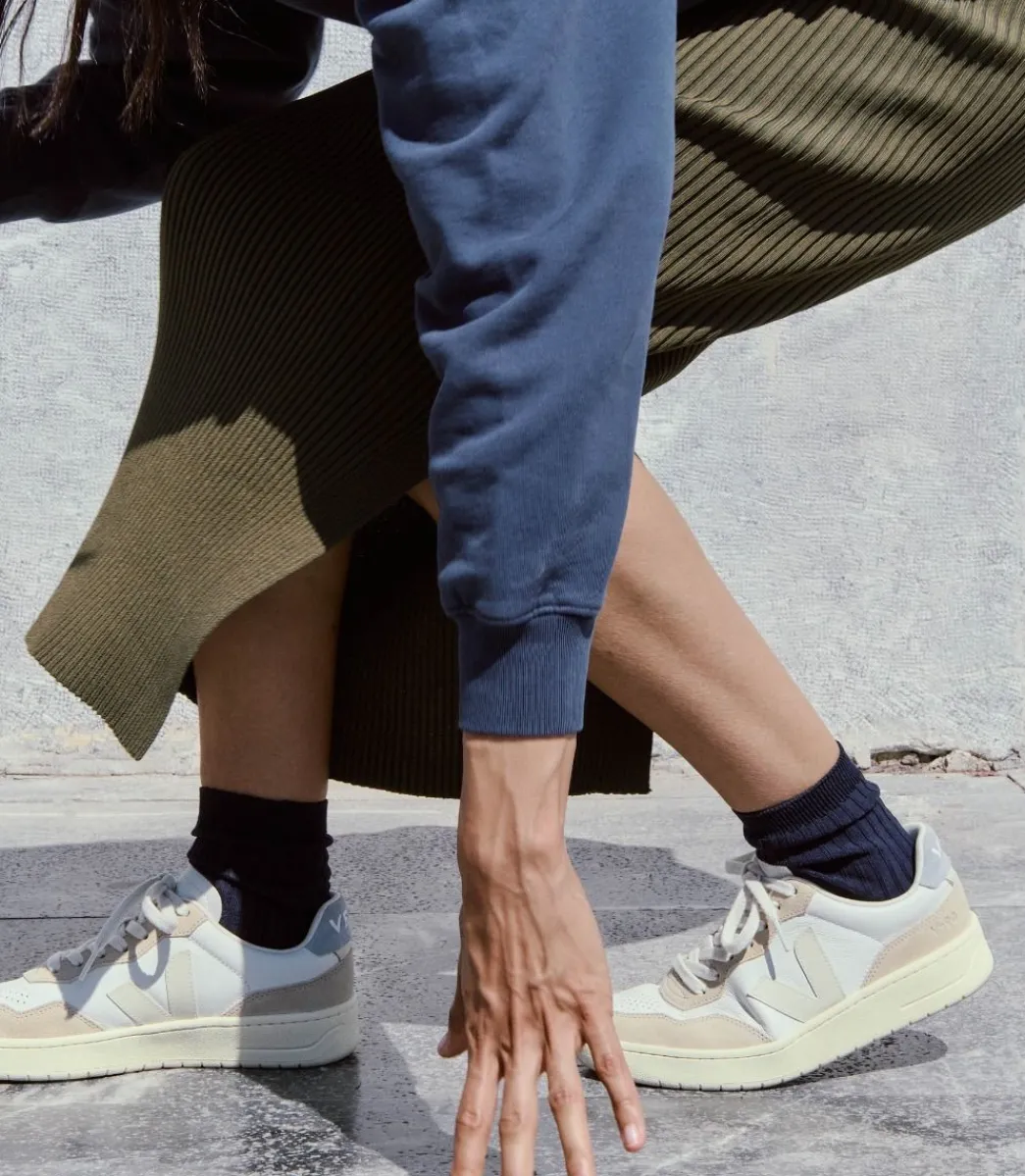 V-90 LEATHER WHITE PIERRE STEEL>VEJA Sale