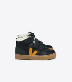 V-10 MID FURED LEATHER BLACK OURO GRAFITE>VEJA Clearance