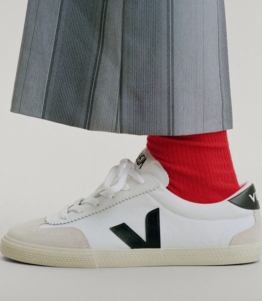 VOLLEY CANVAS WHITE BLACK>VEJA Discount